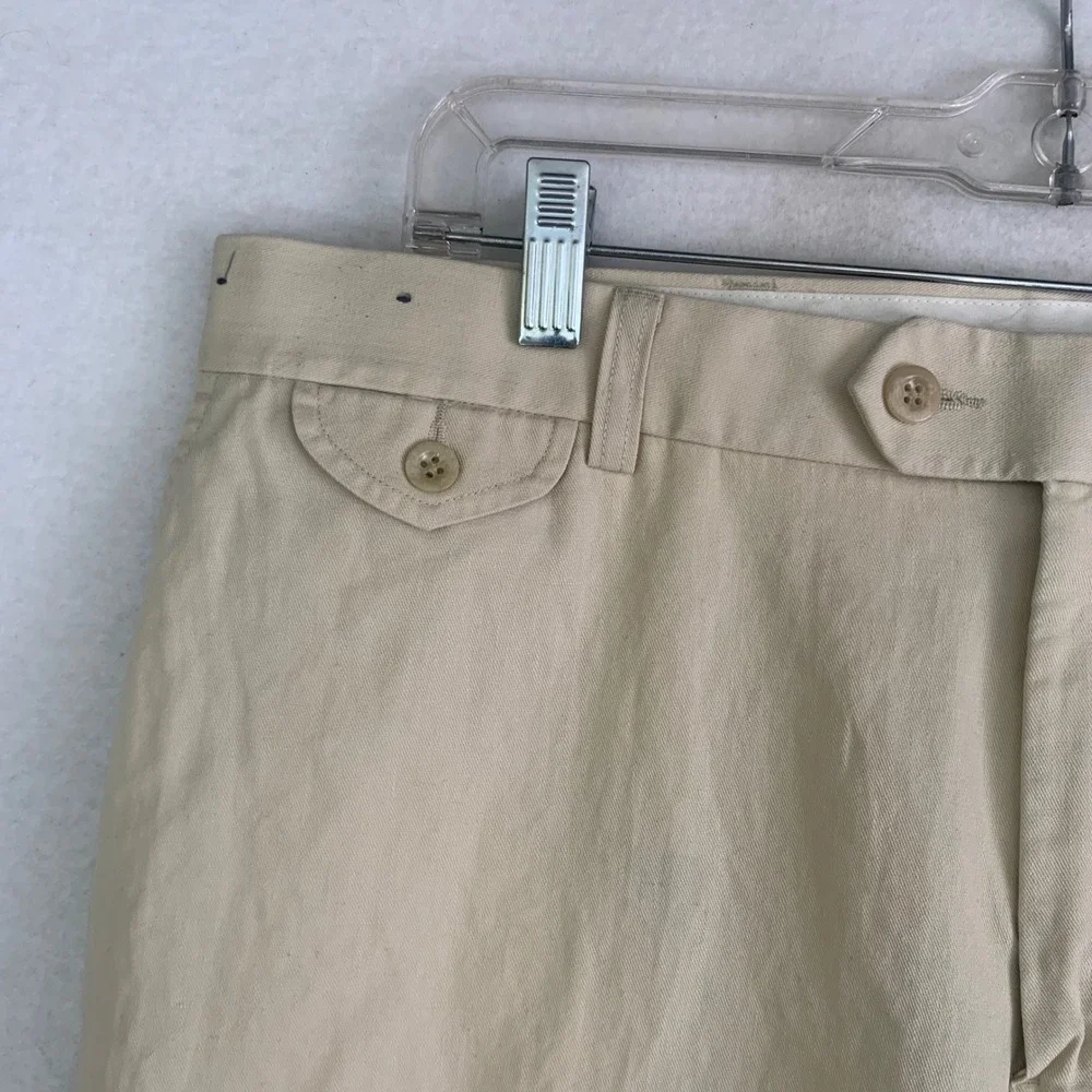 Polo Ralph Lauren Pants Mens 38/29 Beige Straight Linen Blend Trousers Preppy